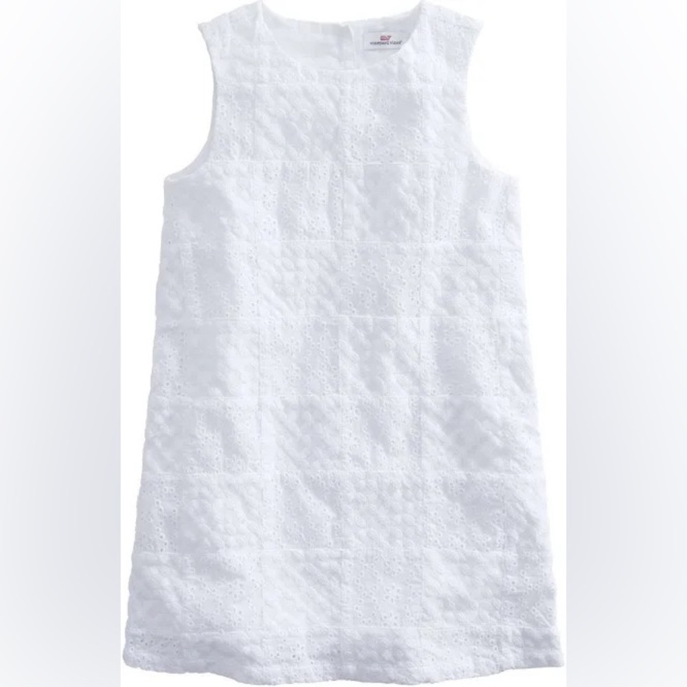 Vineyard Vines Sheath Girls Dress size 12, White eyelet patchwork